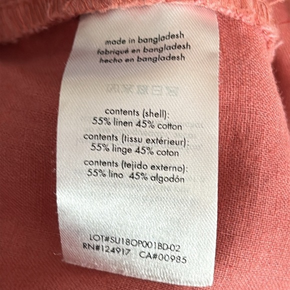 Onia Ella Linen & Cotton Cuffed Drawstring Waist Pants in Salmon - Size Medium - Picture 5 of 6